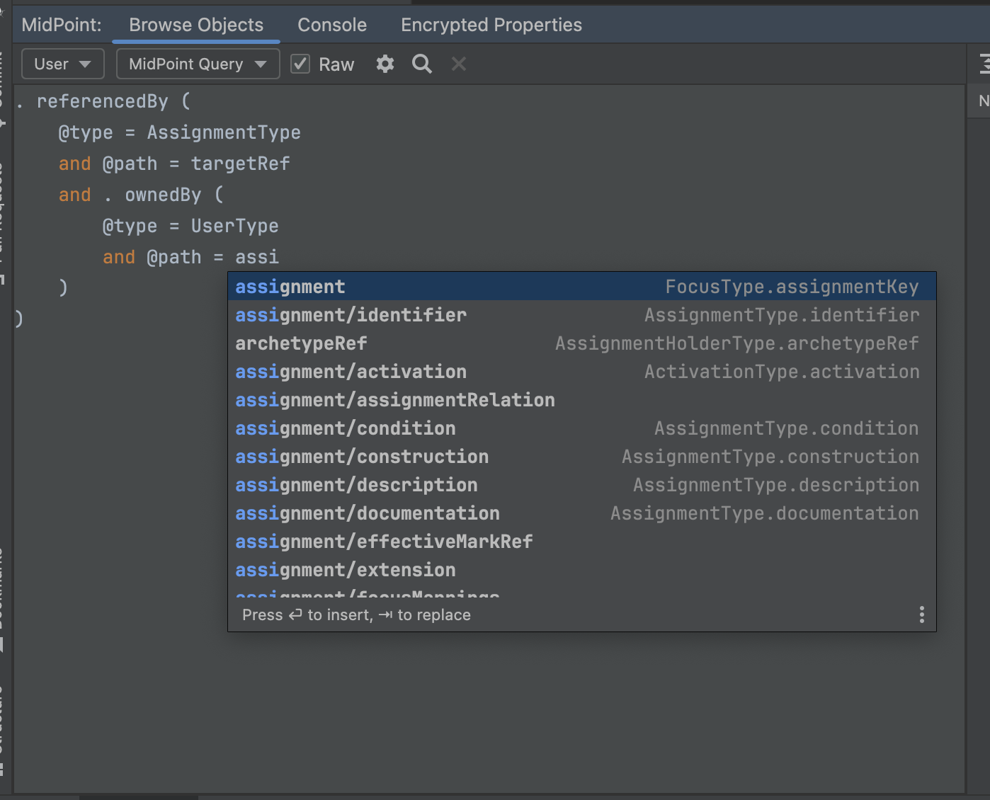 code completions for complicated Query