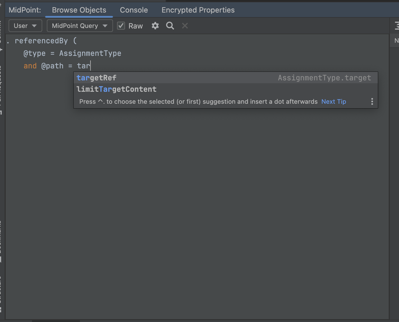 code completions for complicated Query