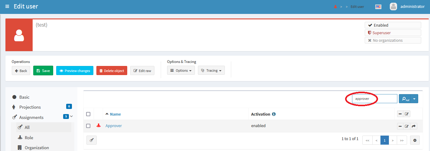 Assignment matching the word 'approver'