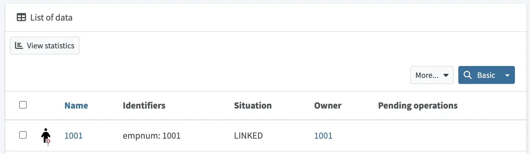 Resource attribute statistics accessed from data preview