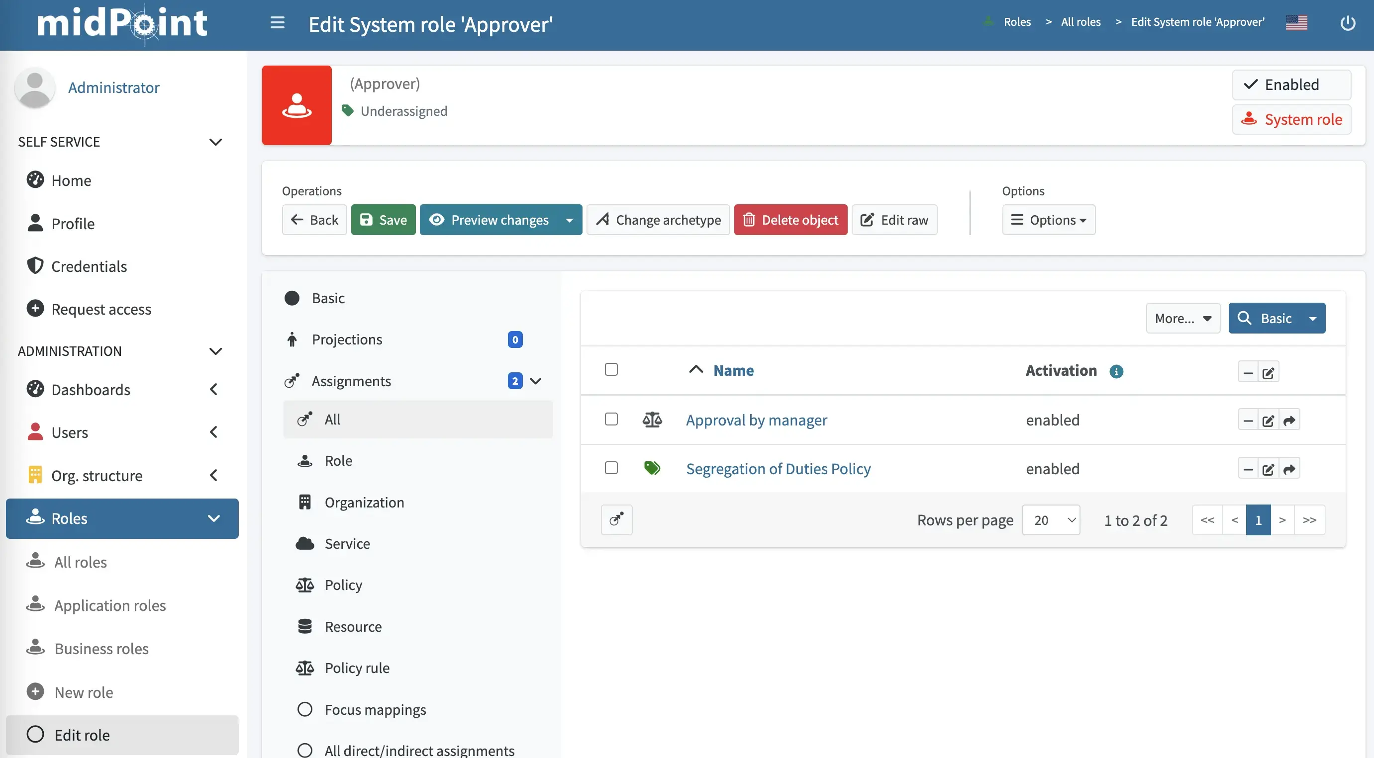 Verify policies have been assigned in role assignments