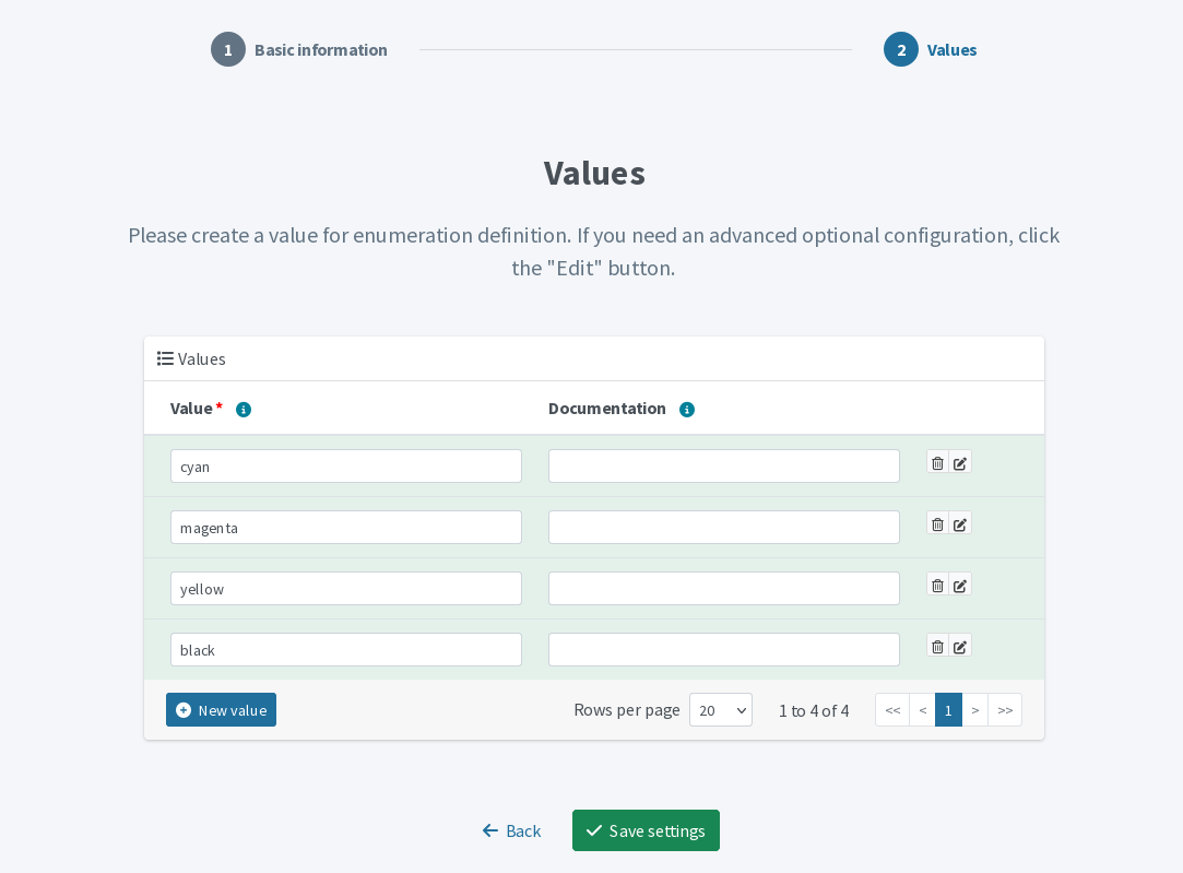 Enumeration values definition