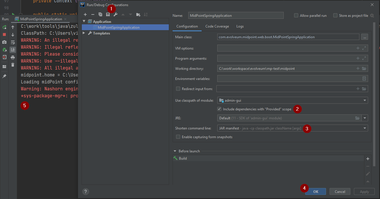 mp idea run configuration provided scope and shorten classpath