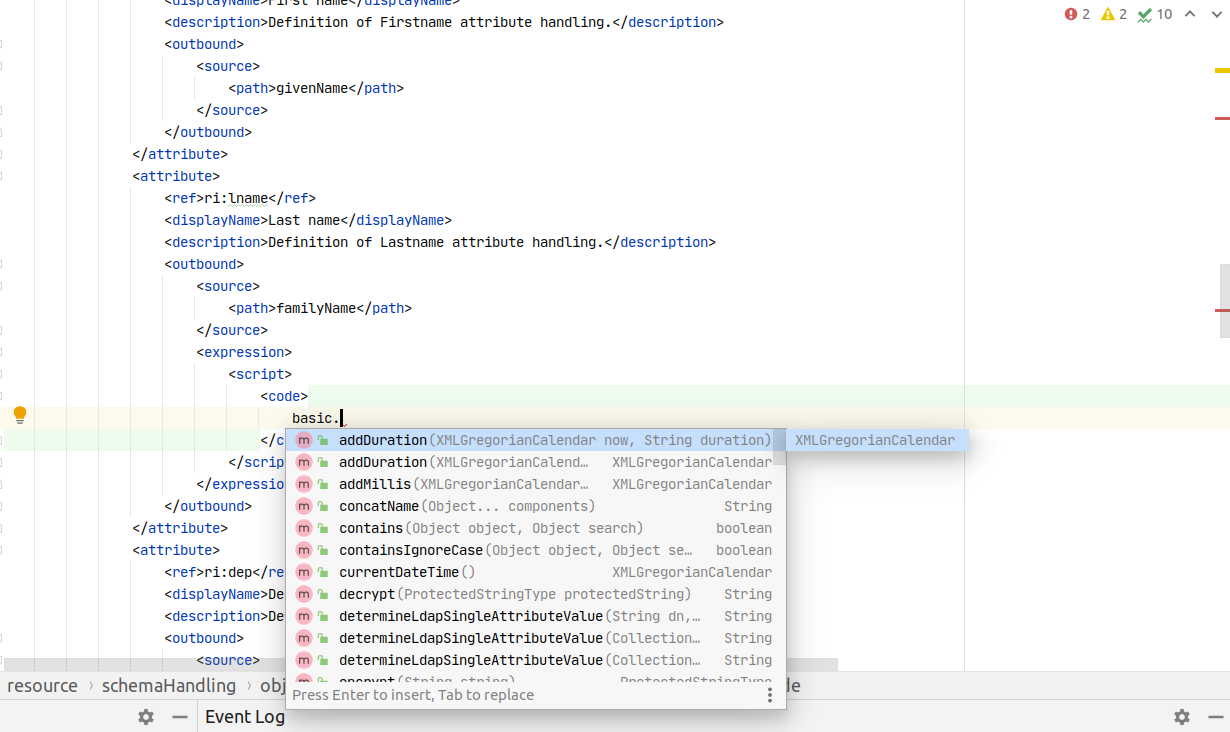 Screenshot of suggested functions